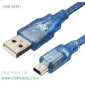 Câble USB-Mini 30cm blindé 3A (spécial FTDI&ESP32CAM)